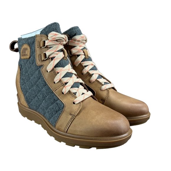 Sorel Shoes Sorel Evie Ii Nw Velvet Tan Gum Lace Up Wedge Bootie Womens Sizes 6 1 Poshmark